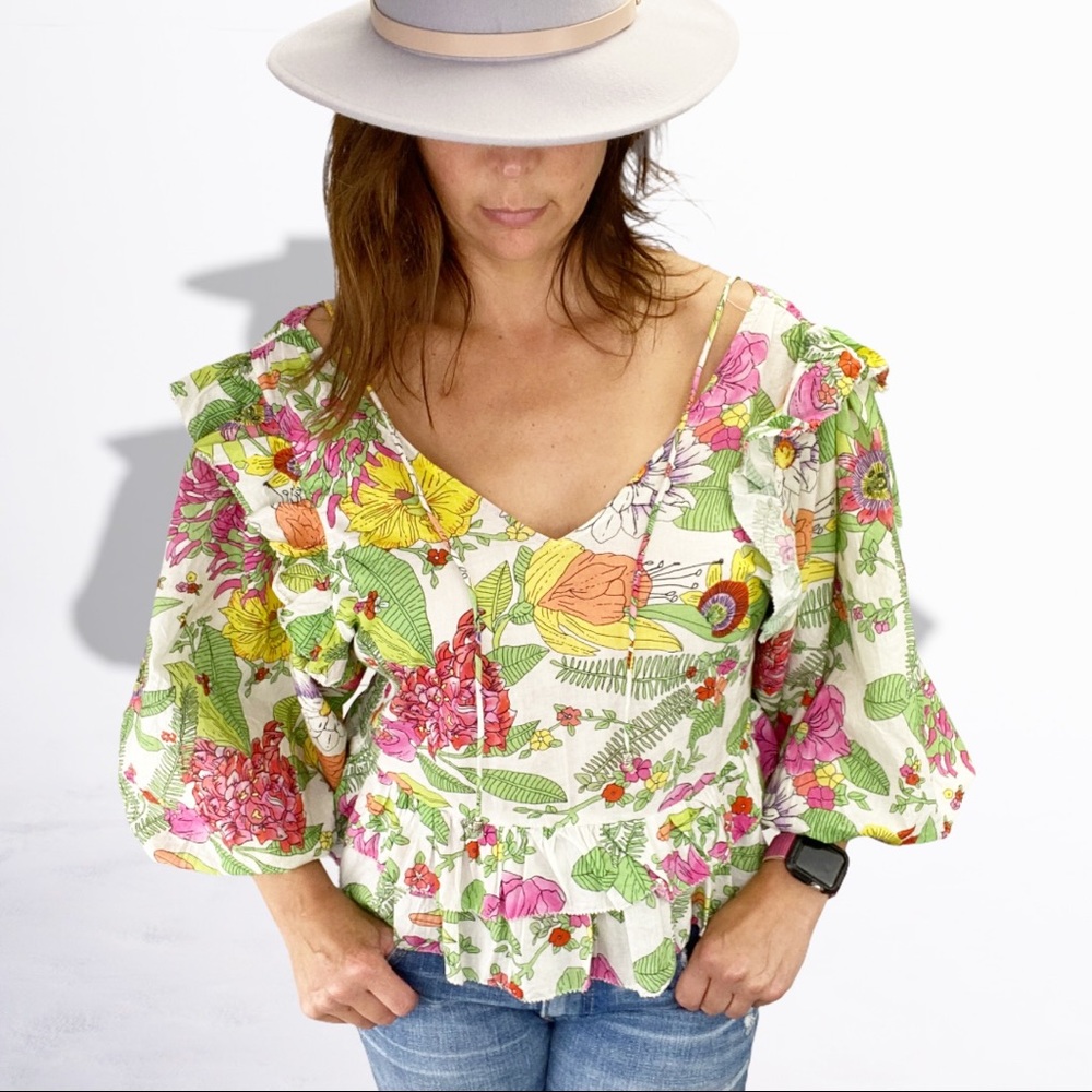 Anthropologie Love the Label Ruffle Reagan Blouse - Picture 3 of 13